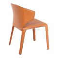 Hola orange leather armrest dining chairs